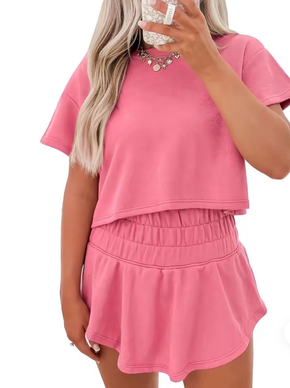 Cotton Tee and Skort Set in Dusty Rose